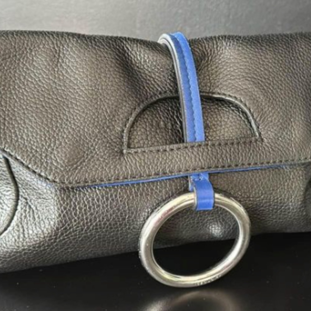 Leather purse black and blue SEQUOIA